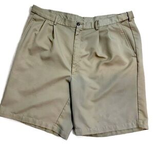 Haggar Mens‎ Tan Pleated Front Casual Performance Academia Preppy Golf Shorts 40